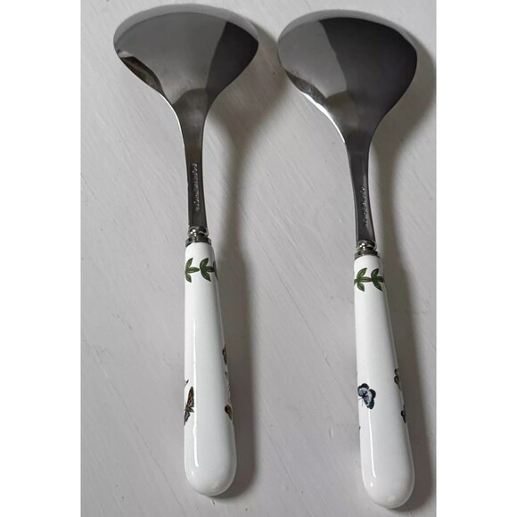 Portmeirion Botanic Garden Set of 2 Salad Servers Flowers Butterfly Utensils - Picture 10 of 14